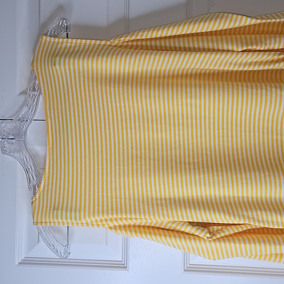 Michael Kors Yellow White Stripes Long Sleeve With Cut Out Shoulders Shirt Sz 1X - Picture 12 of 15